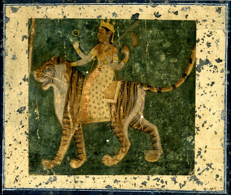 Durgā bir kaplan üzerinde, Rajasthan, 1800'lü Yıllarda.